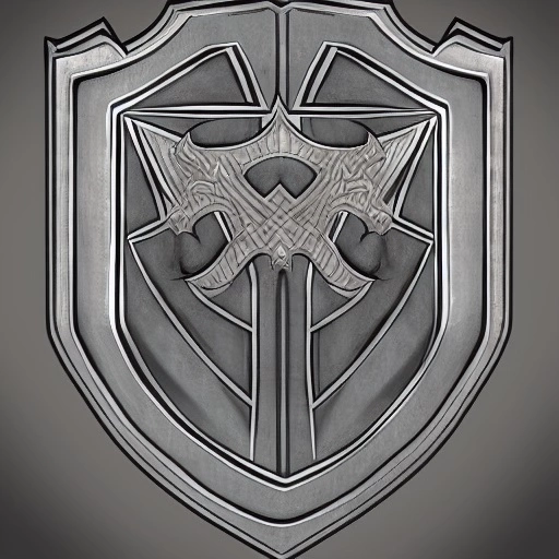 00949-1812768905-video game art, medieval grey metal shield, decorated with pointy engraved shapes, strictly symmetric, dragon quest style.webp